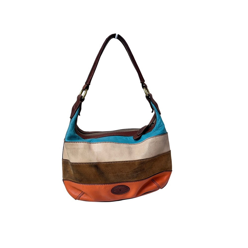 Fossil Shoulder Bag Womens Medium Multicolor Good Leather Suede Striped Boho